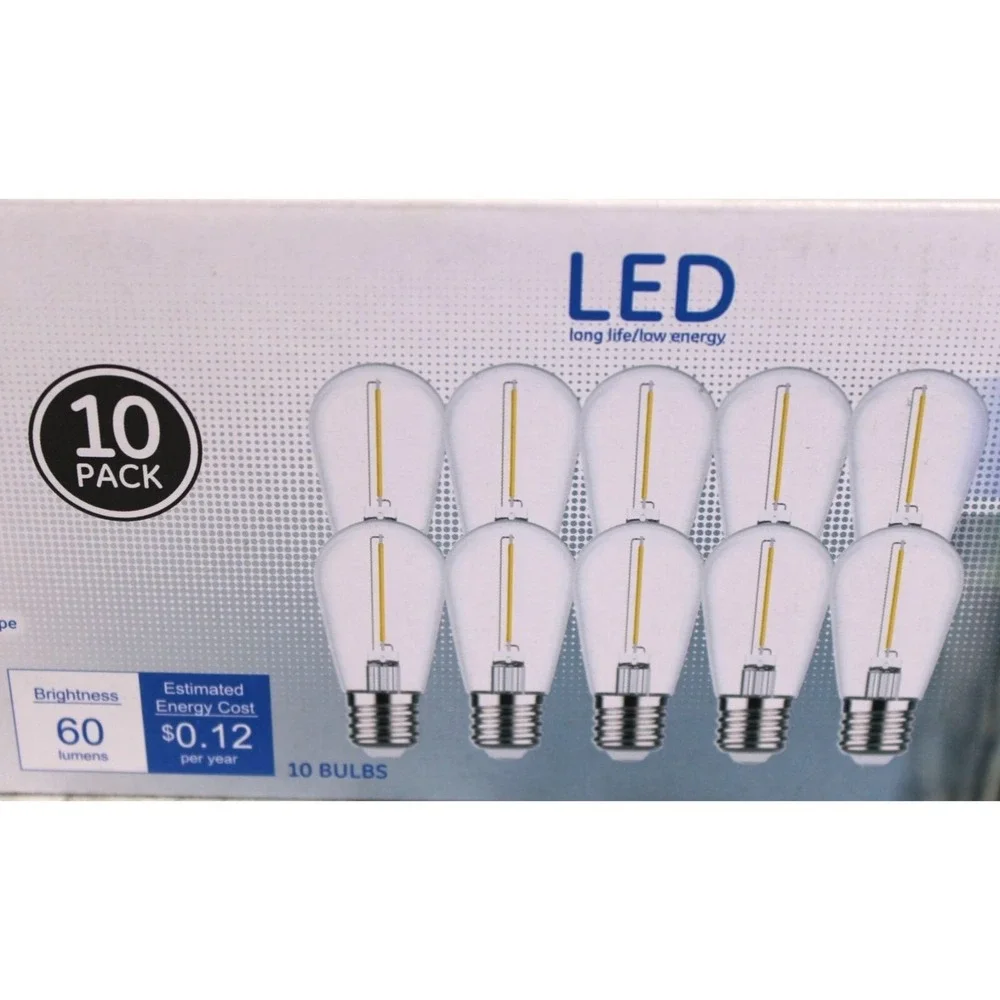 10 Pack GE LED 1Watt Soft White String Light Replacement S14 Outdoor Bulbs